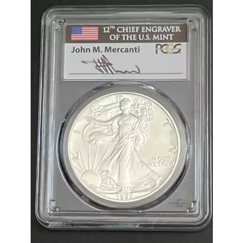 1990 $1 Silver Eagle Mercanti Flag Signature (2)