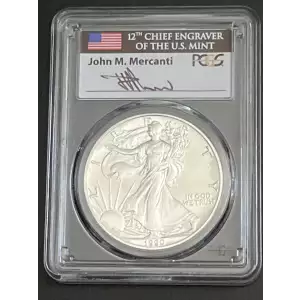 1990 $1 Silver Eagle Mercanti Flag Signature (2)