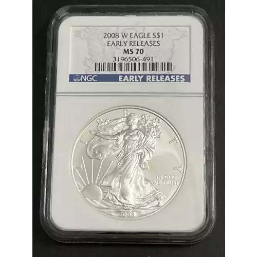 2008 W BURNISHED SILVER EAGLE EARLY RELEASES 