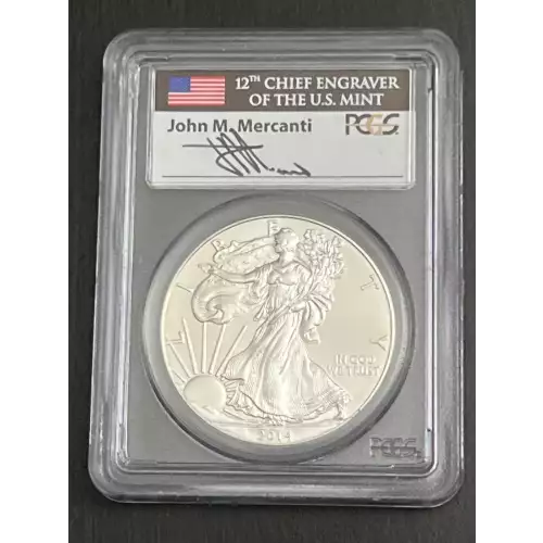 2014 $1 Silver Eagle First Strike Mercanti Signature