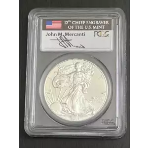 2014 $1 Silver Eagle First Strike Mercanti Signature