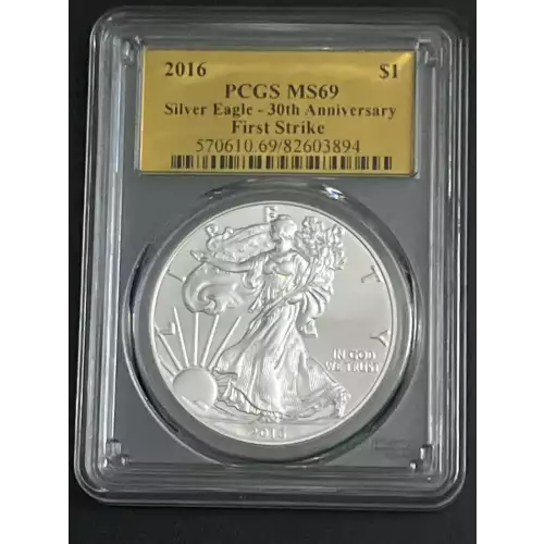 2016 $1 Silver Eagle Silver Eagle - 30th Anniversary FS gold Foil First Strike