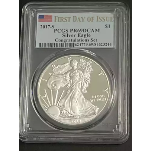 2017-S $1 Silver Eagle Congratulations Set First Day of Issue, DCAM