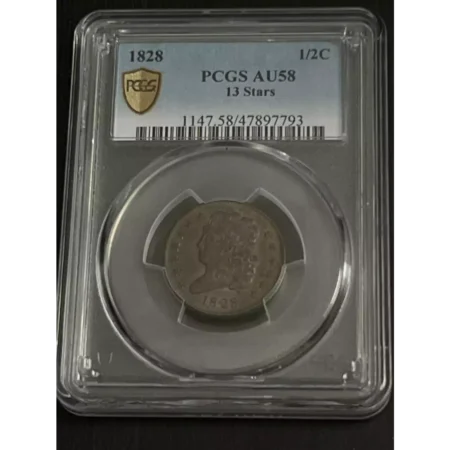 1828 Half Cents Classic Head 1809 - 36 PCGS AU-58 BN 13 Stars