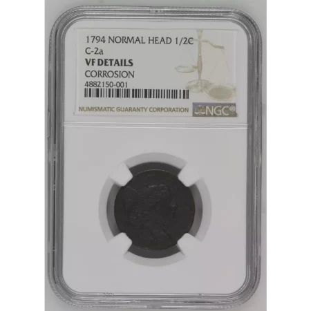 1794 Liberty Cap Half Cents, Head Facing Right NGC VF Details BN C-2a