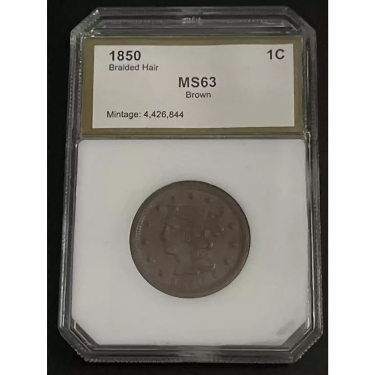 1850 Braided Hair Cent Other MS-63