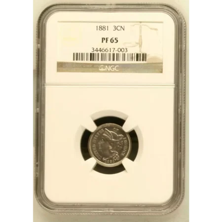 1881 Three Cent Pieces (Nickel) NGC PF-65